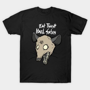 Eat Trash Hail Satan Funny Occult Possum Satanic Pentagram T-Shirt